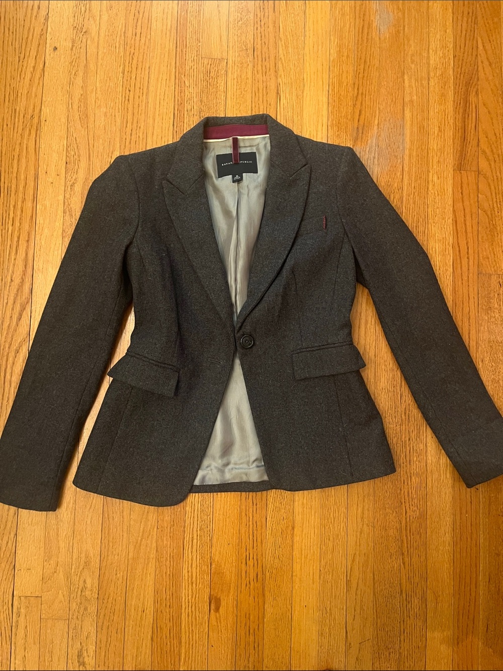Banana Republic Dark Charcoal Single-Button Tailored Blazer